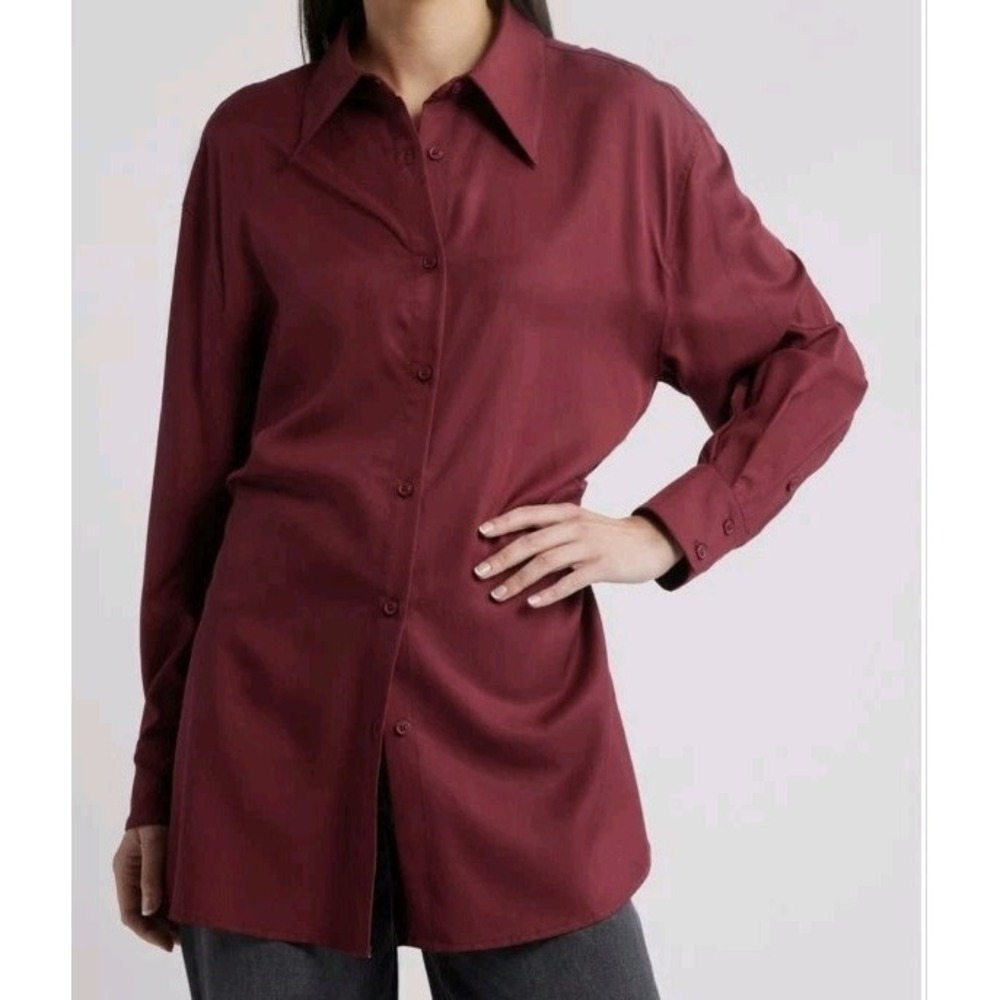 Pixie Market Tie Tunic Top Burgandy Size M NWT